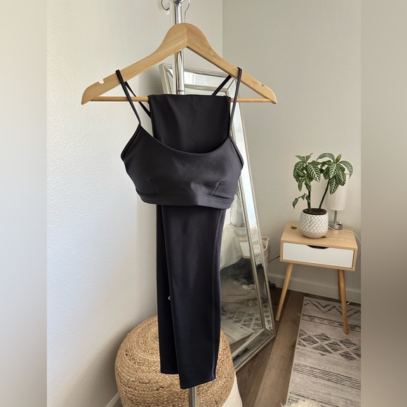 Alo Yoga Charcoal Slate color SET leggings + bra LIKE NEW